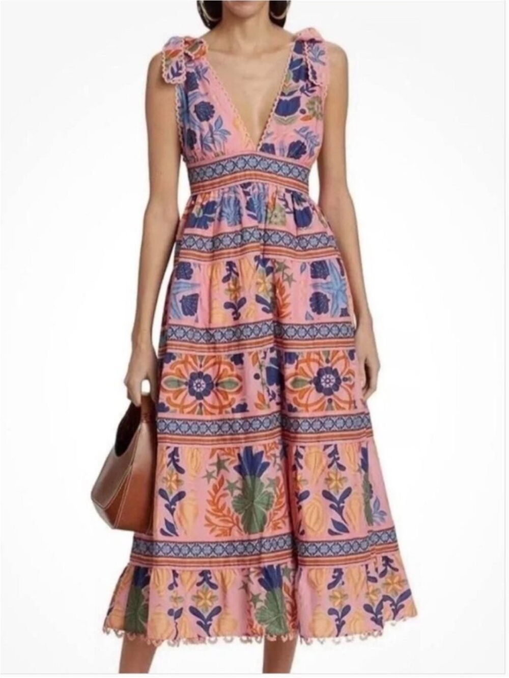 Farm Rio Pink Floral Tie-Shoulder Maxi Dress